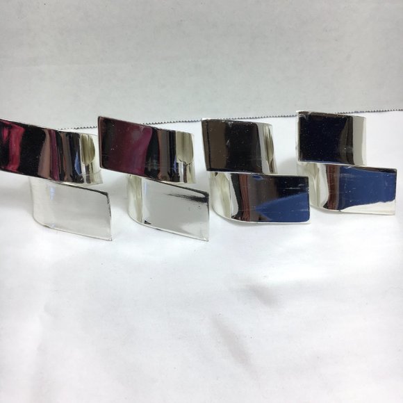 Wedgewood Silver Abstract Contempory Napkin Rings Set of 4 NWT - Picture 12 of 15